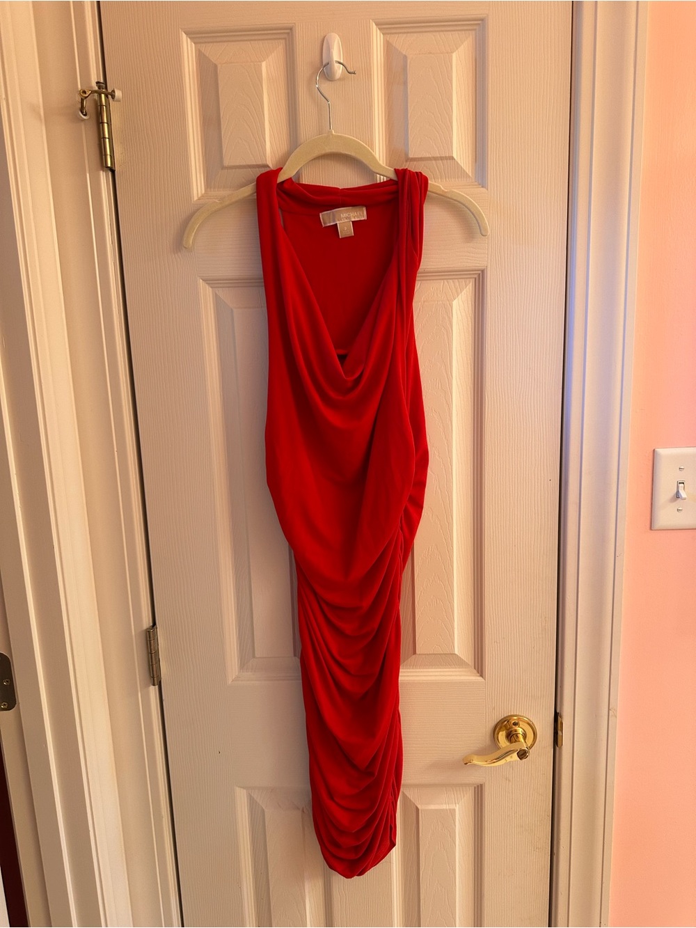 Michael Kors Red Draped Midi Dress